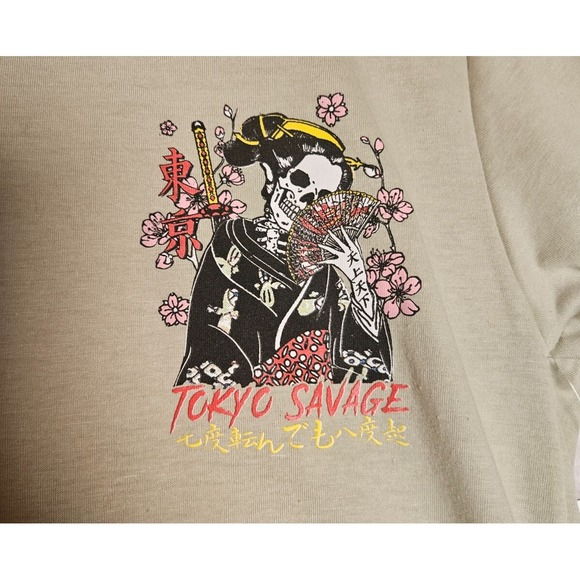 Tokyo Savage Size S  Light Green Graphic T-Shirt Fresh Laundry Skeleton RN135854 - Picture 4 of 7